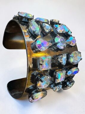 Aurora Borealis Crystal Wide Cuff Bracelet